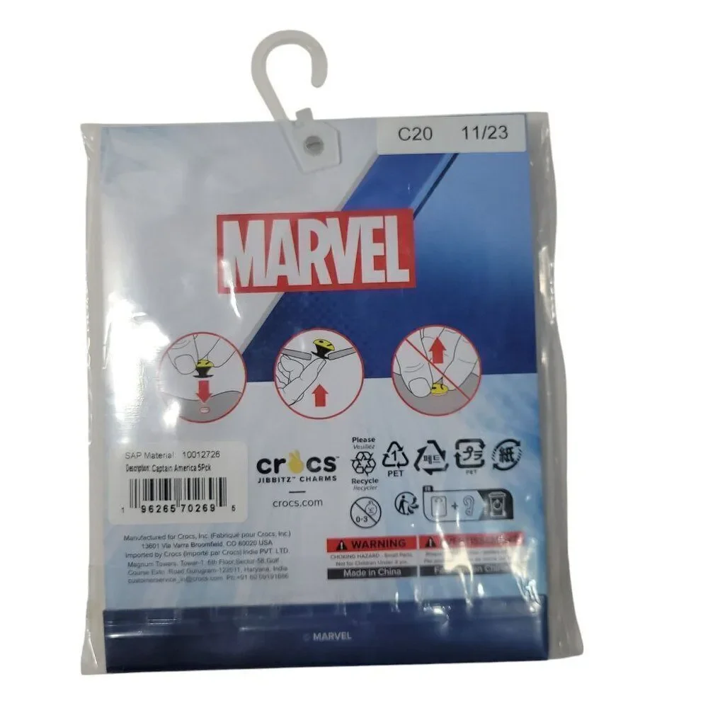 Crocs Jibbitz Shoe Charms Captain America Uniquely You Original Marvel Superhero